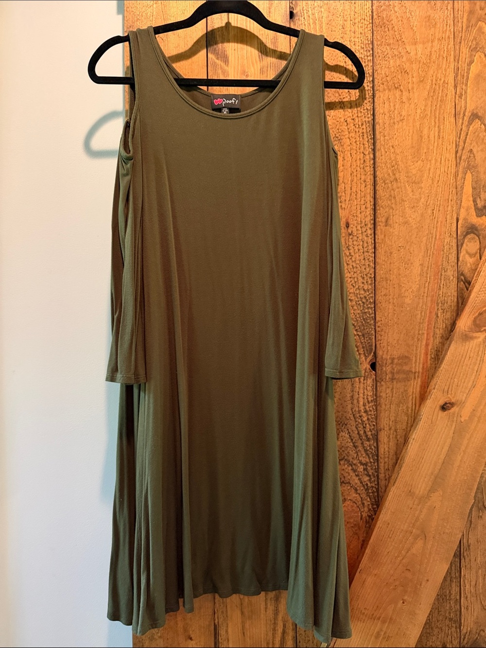 Olive Cold-Shoulder Swing Dress